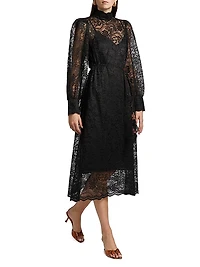 Lace Tie-Waist Midi-Dress