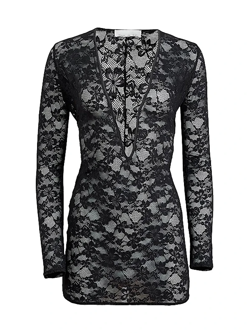 Le Stretch Lace Plunging V-neck Minidress