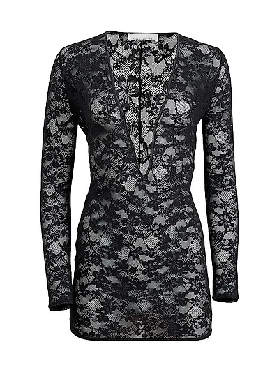 Le Stretch Lace Plunging V-neck Minidress