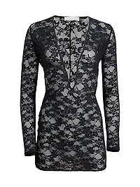 Le Stretch Lace Plunging V-neck Minidress
