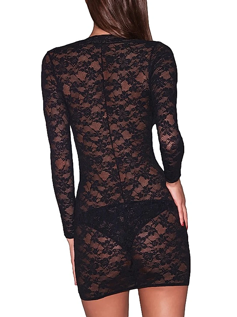 Le Stretch Lace Plunging V-neck Minidress