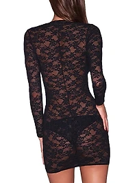 Le Stretch Lace Plunging V-neck Minidress