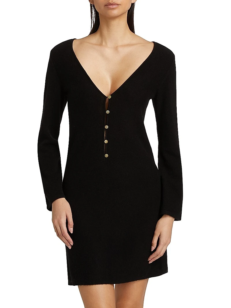 Cashmere V-Neck Minidress