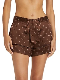 Kiki Silk Tie-Up Lounge Shorts