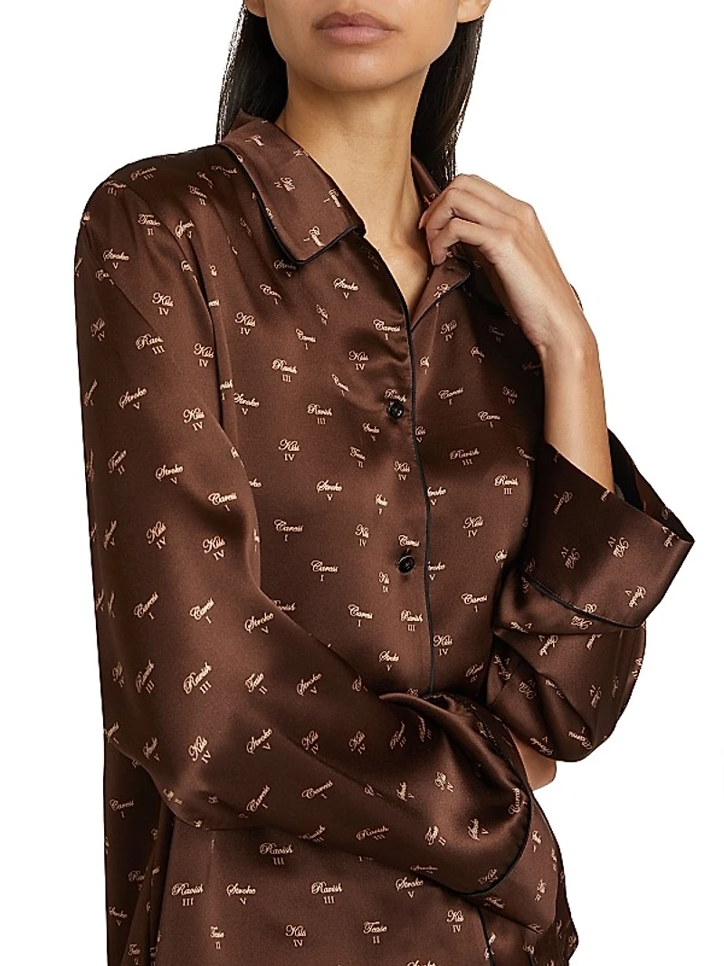 Kiki Printed Silk Lounge Top