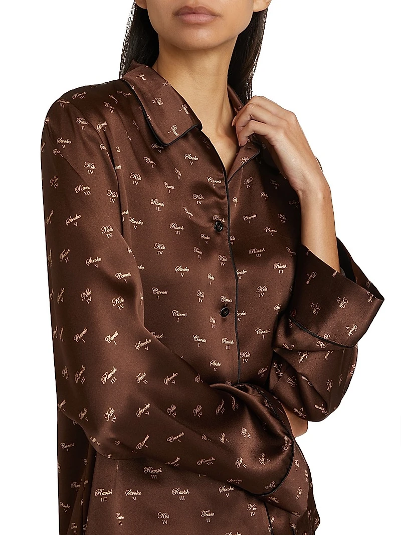 Kiki Printed Silk Lounge Top