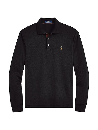 Cotton Interlock Long-Sleeve Polo Shirt