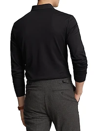 Cotton Interlock Long-Sleeve Polo Shirt