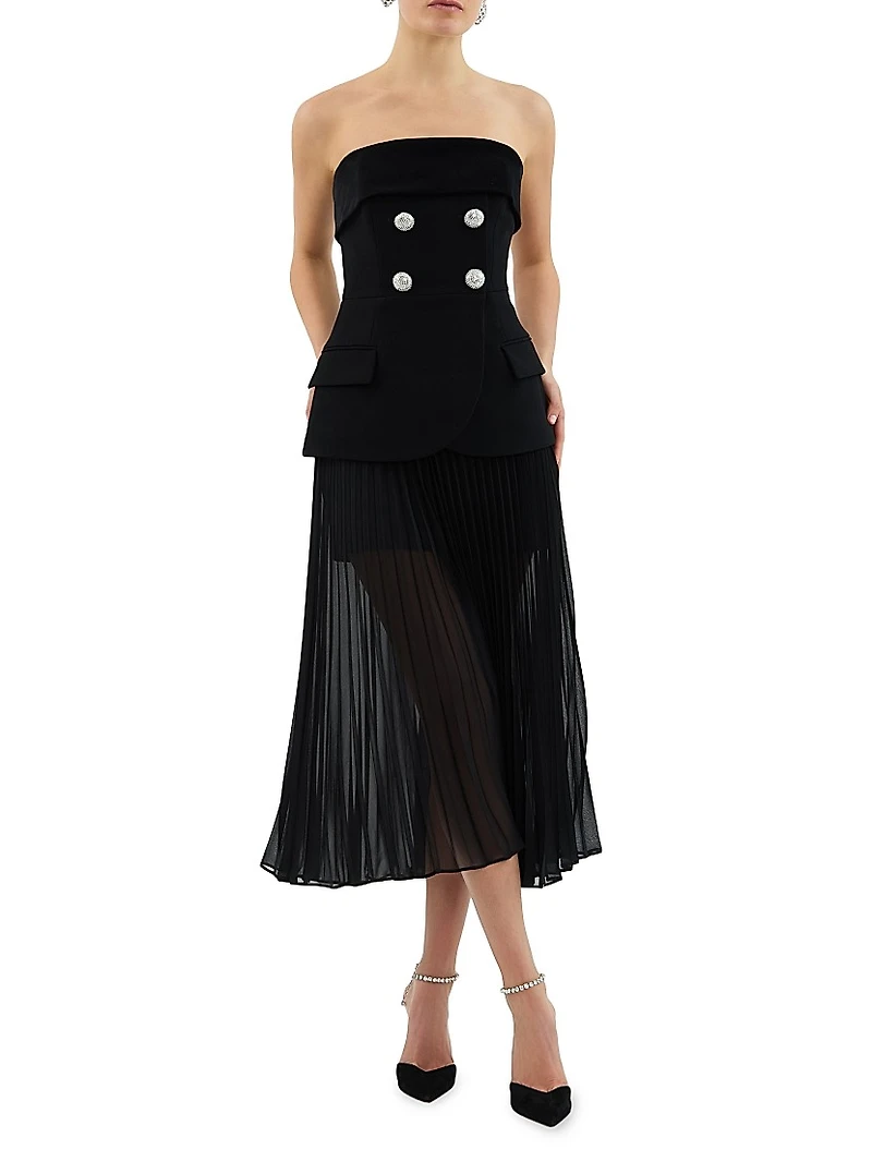 Celia Strapless Combo Midi-Dress