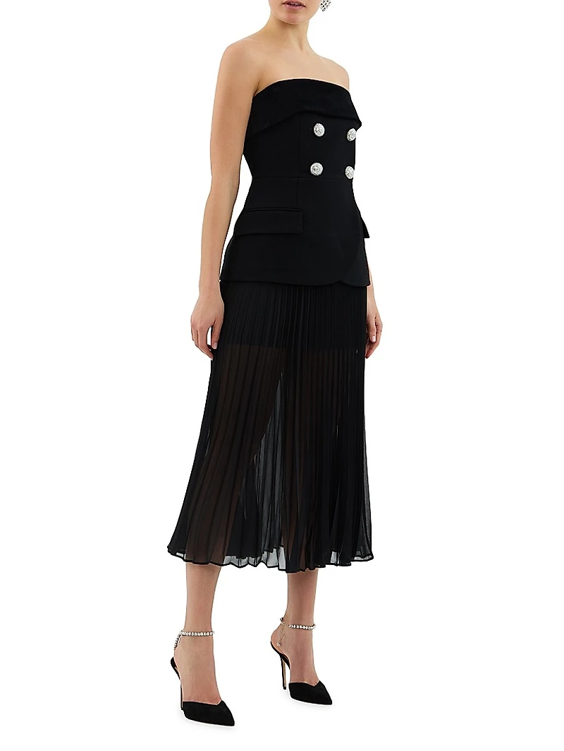 Celia Strapless Combo Midi-Dress