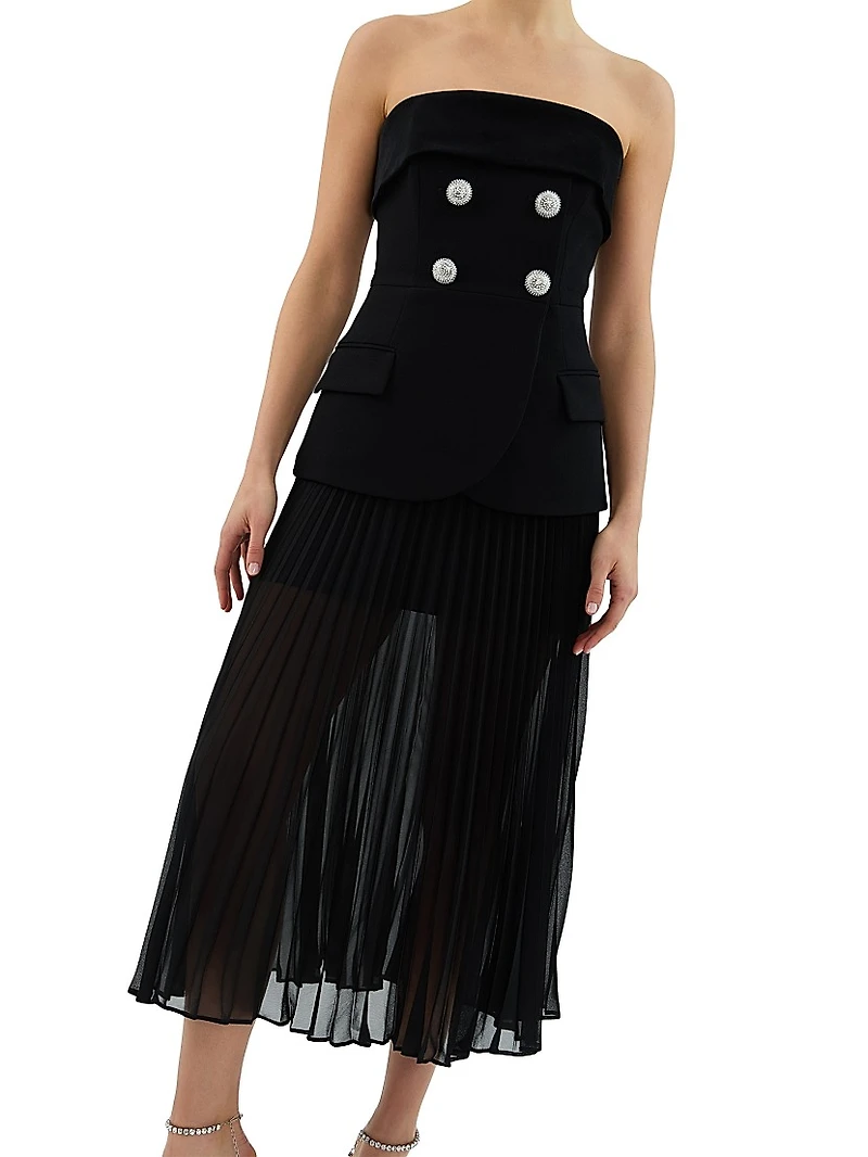 Celia Strapless Combo Midi-Dress