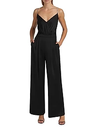 Crystal-Strap Satin Jumpsuit
