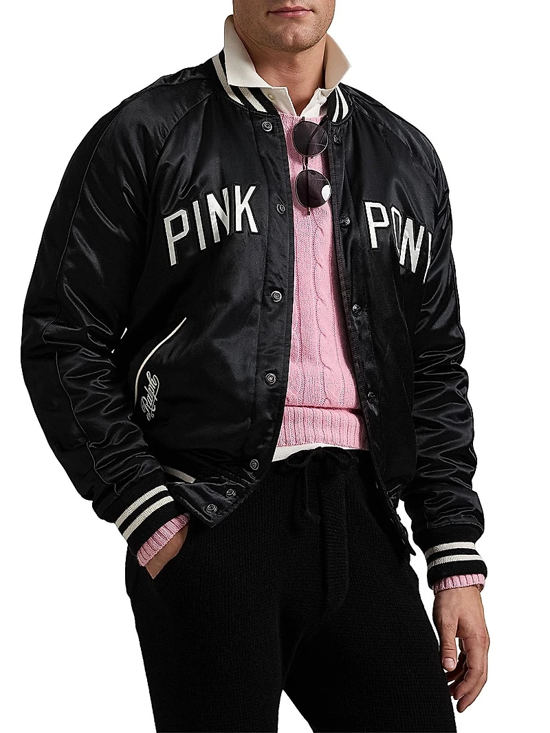 Unisex Pink Pony Takihyo Satin Baseball Jacket