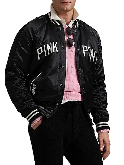 Unisex Pink Pony Takihyo Satin Baseball Jacket
