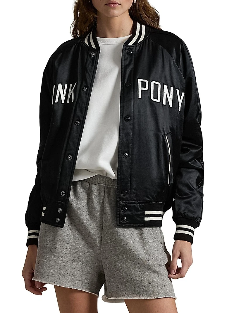 Unisex Pink Pony Takihyo Satin Baseball Jacket