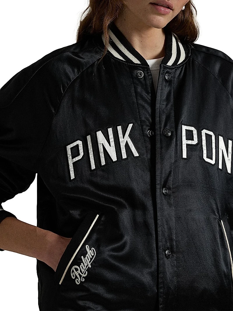 Unisex Pink Pony Takihyo Satin Baseball Jacket