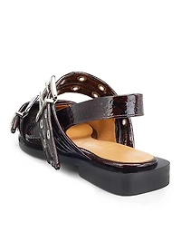 Embossed Buckle Ballerina Flats