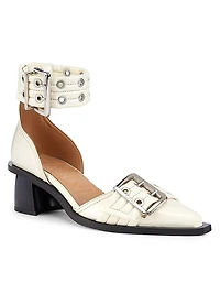 Faux Leather Buckle Pumps