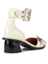 Faux Leather Buckle Pumps