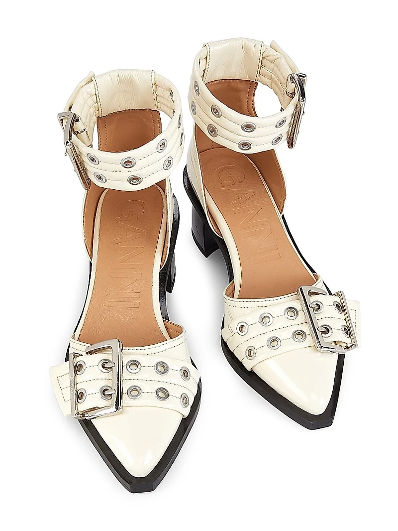 Faux Leather Buckle Pumps