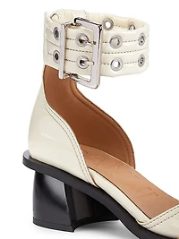 Faux Leather Buckle Pumps