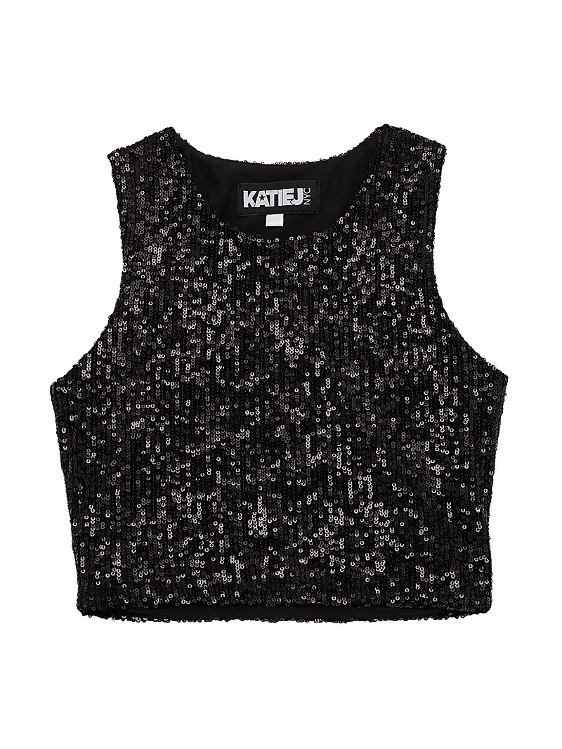 Girl's Sequin Crop Tank Top