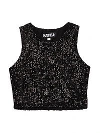Girl's Sequin Crop Tank Top