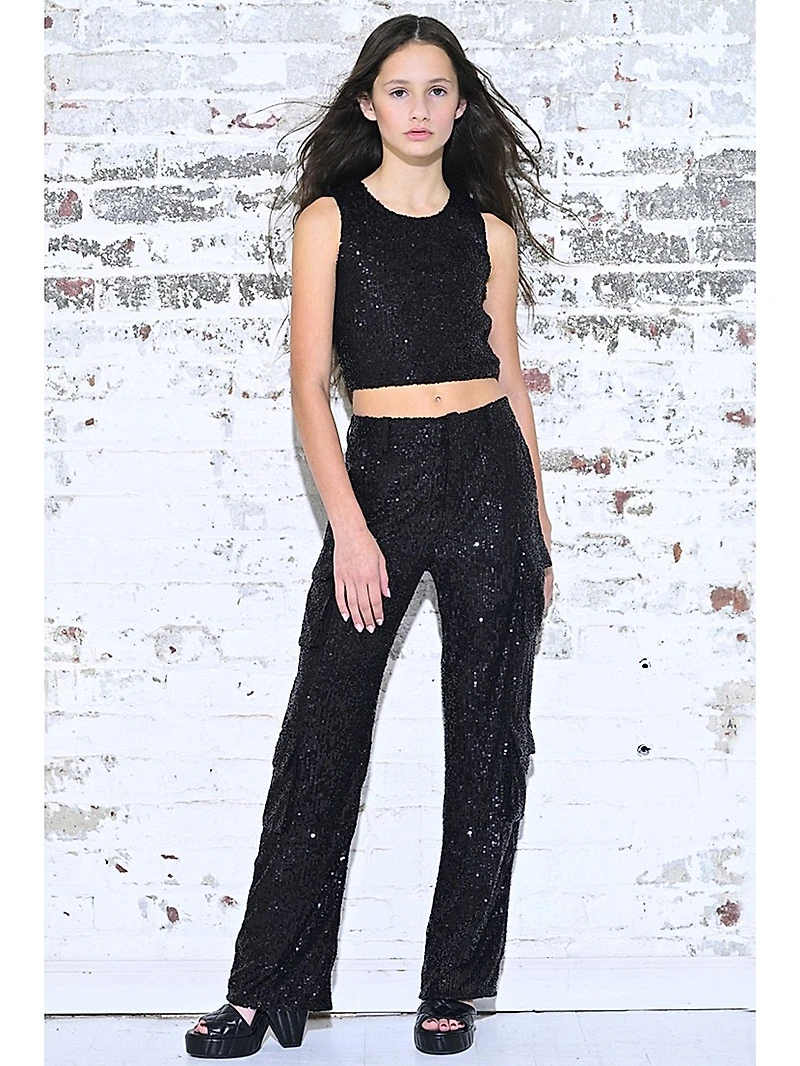 Girl's Sequin Crop Tank Top