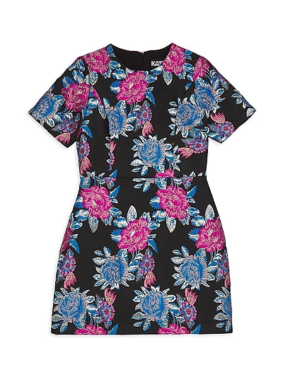 Girl's Metallic Brocade Sheath Dress