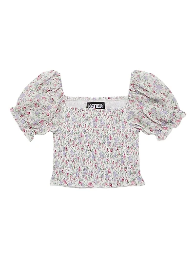 Girl's Marlee Smocked Floral Top