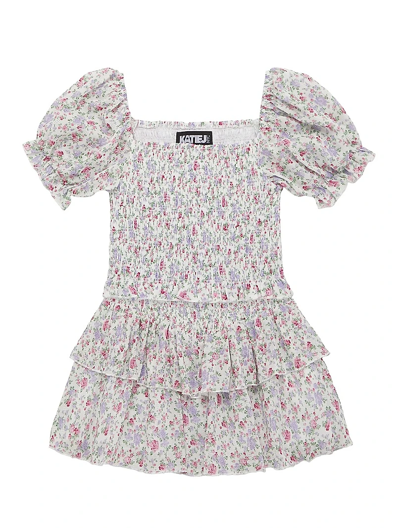 Girl's Marlee Smocked Floral Top