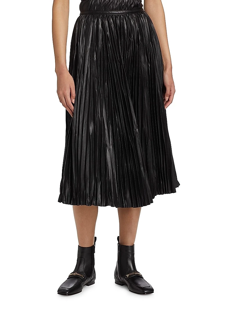 Rosalyn Faux Leather Midi-Skirt