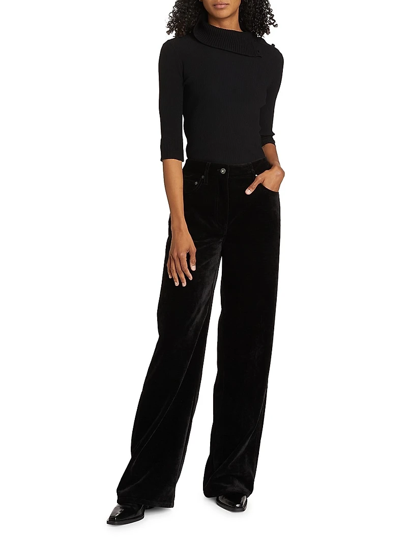Donovan Chenille Wide-Leg Pants