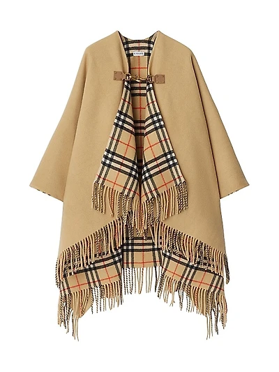 St. Marsh Check Wool Cape