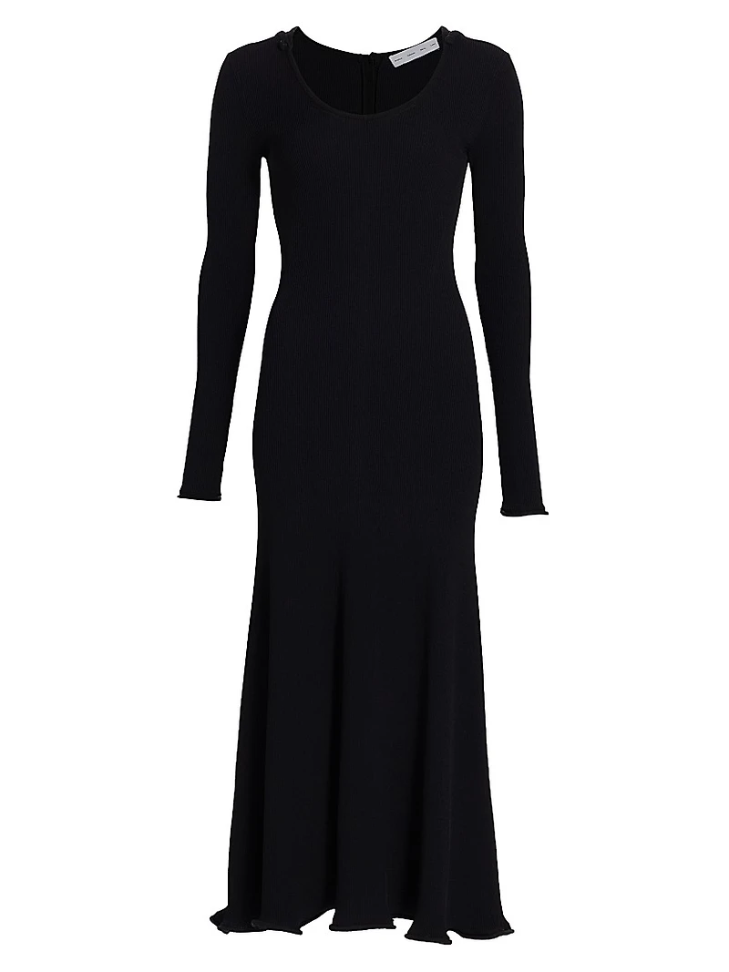 Elie Ribbed Long-Sleeve Maxi Dress