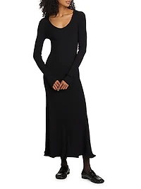 Elie Ribbed Long-Sleeve Maxi Dress