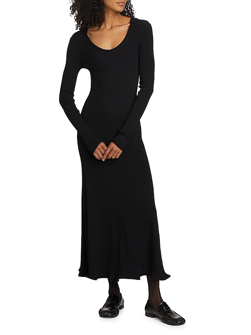 Elie Ribbed Long-Sleeve Maxi Dress