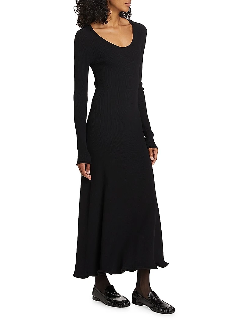 Elie Ribbed Long-Sleeve Maxi Dress