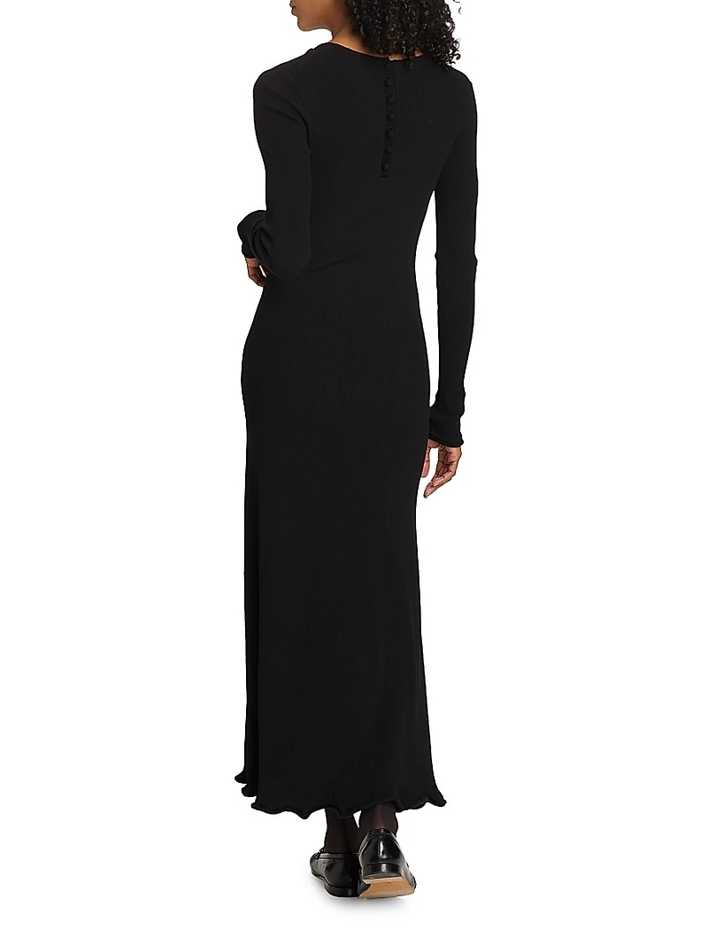 Elie Ribbed Long-Sleeve Maxi Dress