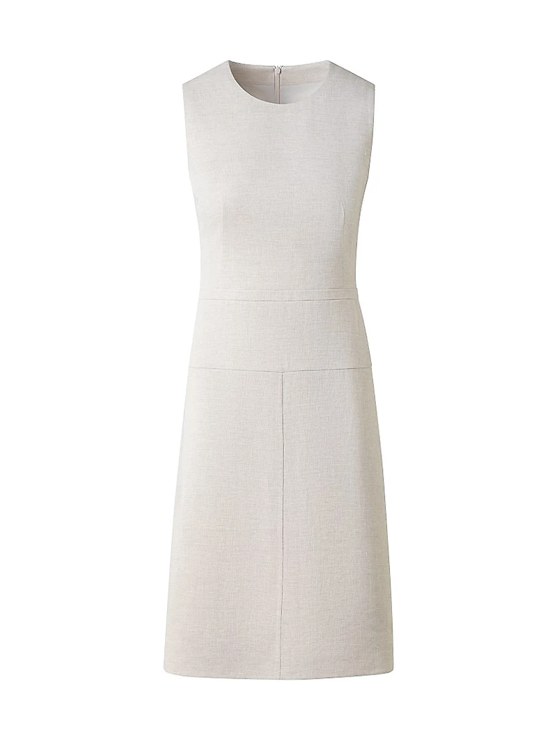 Linen-Blend Sleeveless A-Line Midi-Dress