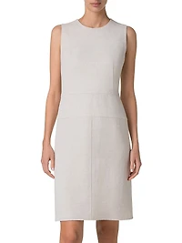 Linen-Blend Sleeveless A-Line Midi-Dress