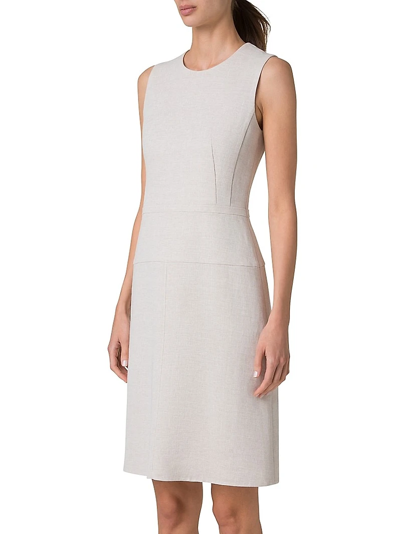 Linen-Blend Sleeveless A-Line Midi-Dress