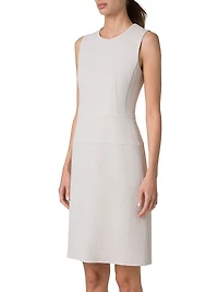 Linen-Blend Sleeveless A-Line Midi-Dress