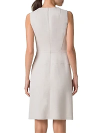 Linen-Blend Sleeveless A-Line Midi-Dress