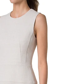 Linen-Blend Sleeveless A-Line Midi-Dress