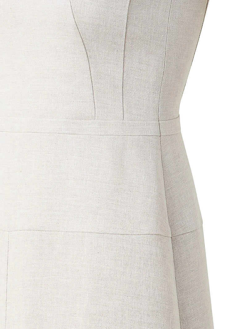 Linen-Blend Sleeveless A-Line Midi-Dress