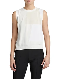 Jacquard Cotton Knit Sleeveless Top