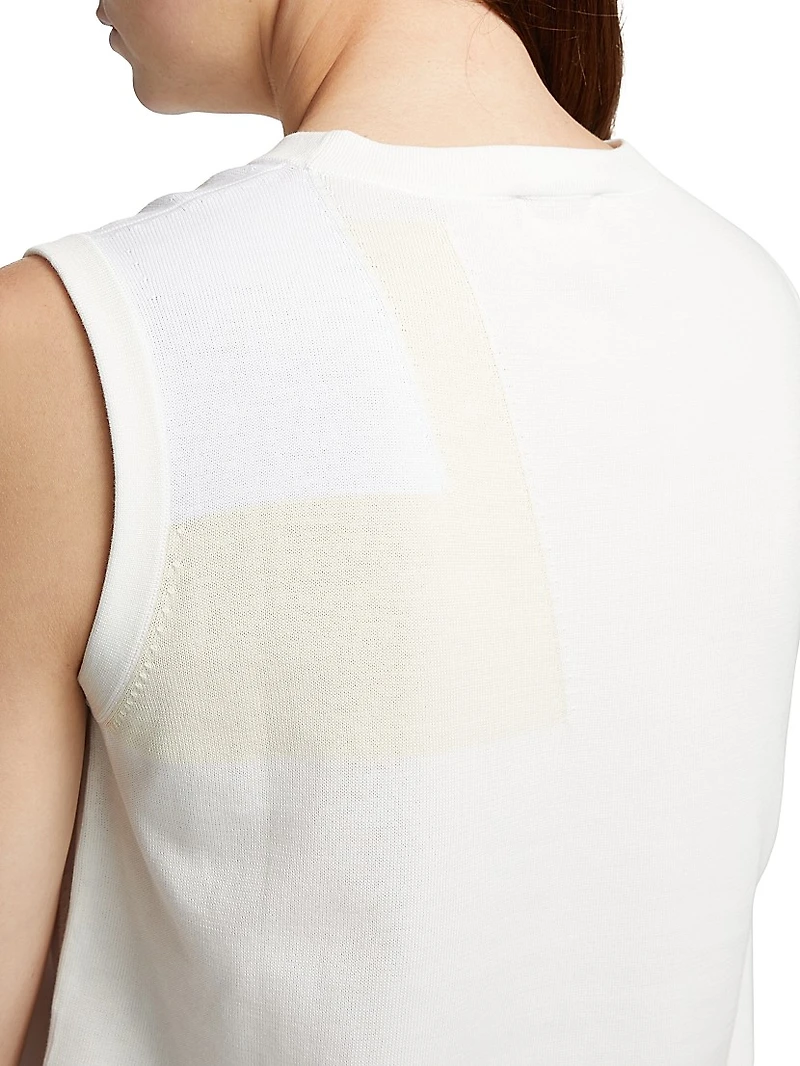 Jacquard Cotton Knit Sleeveless Top