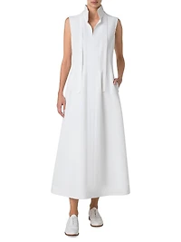 Cotton Sleeveless Flared Midi-Dress