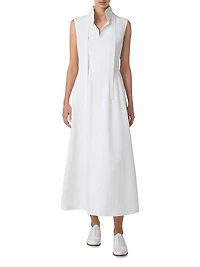 Cotton Sleeveless Flared Midi-Dress